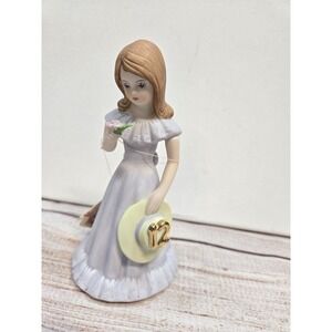 ENESCO Growing Up Birthday Girls Porcelain Figurine Age 12 Brunette Hair Tag box